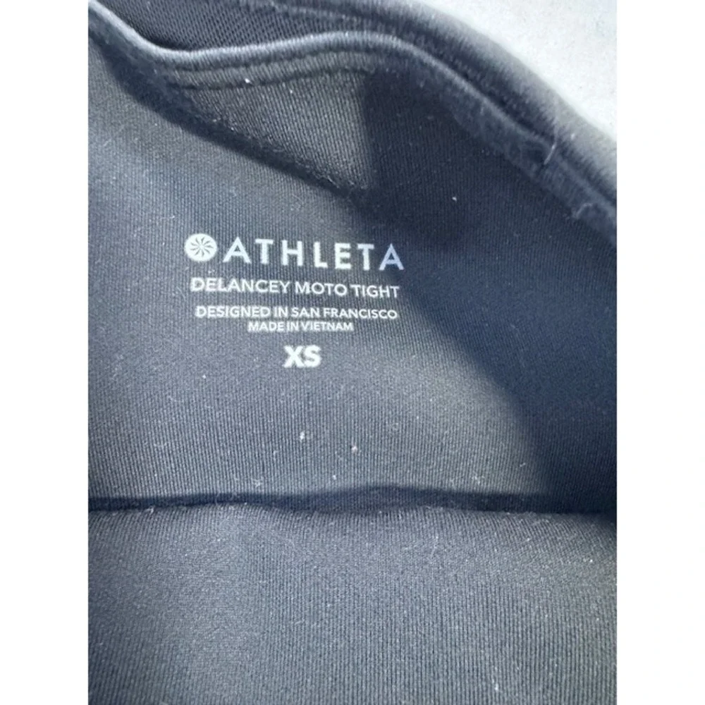 ATHLETA Delancey Moto Tight Women's SIZE XS Black Legging‎ Pockets Stretch Yoga